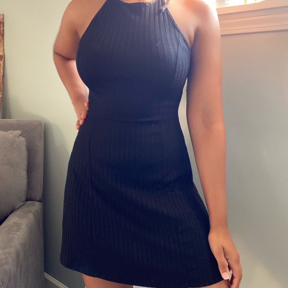 Black Halter Top Skater Dress